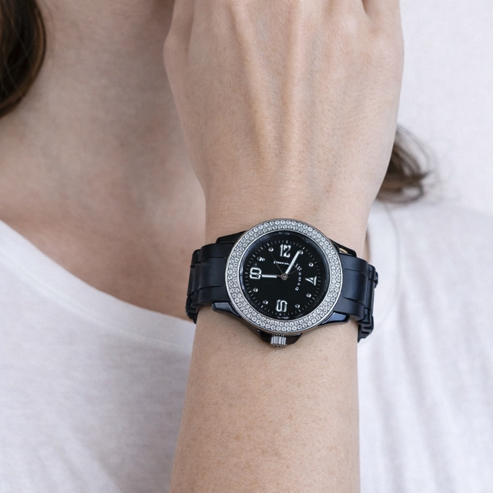 Luxury Black Watch with Silver Accents